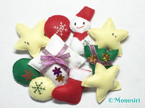 フェルトでクリスマス飾りを手作りしよう 吊るし飾りとオーナメントの作り方 Monosiri