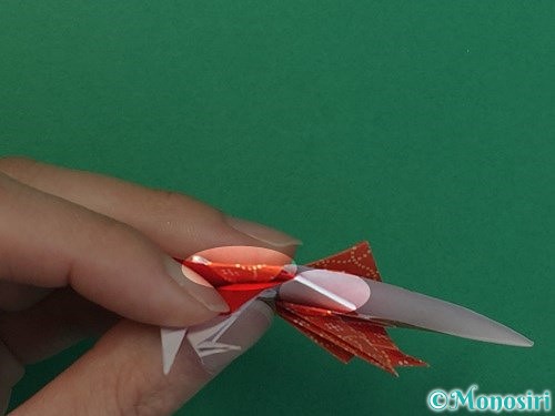 折り紙で鶴リースの作り方手順49