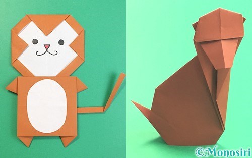 折り紙で猿 さる の折り方 簡単なかわいい猿 立体的な猿など Monosiri