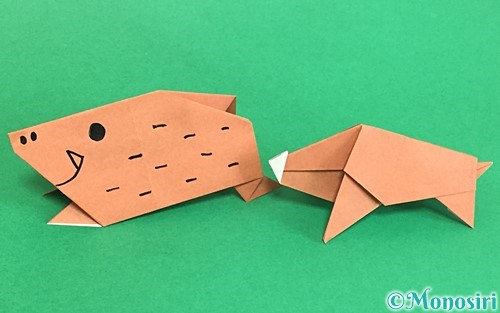 折り紙で猪 いのしし の折り方 簡単 立体的な猪も Monosiri