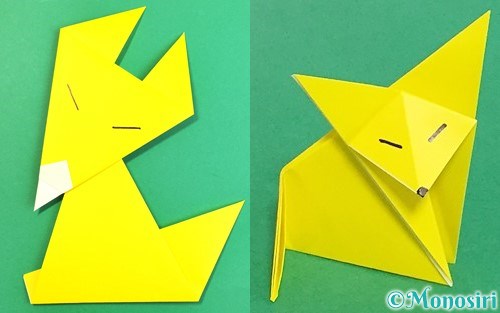 折り紙でリスの立体的な折り方 Monosiri