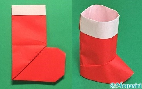 折り紙で折ったサンタブーツ