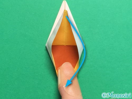 折り紙で立体的なひまわりの折り方手順42