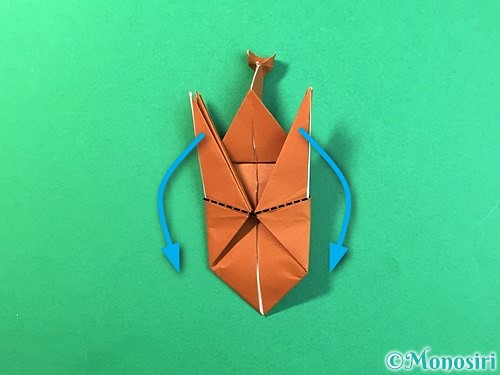 折り紙で立体的なカブトムシの折り方手順76