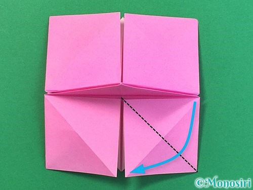 折り紙で立体的なバラの折り方手順28