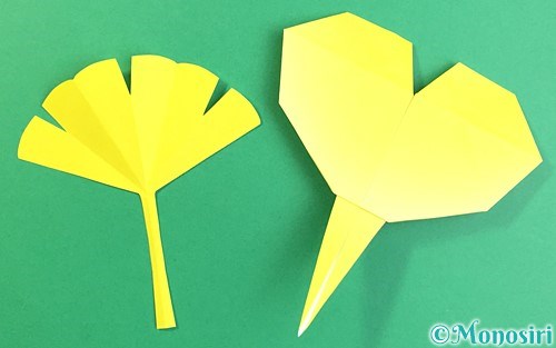 折り紙でいちょうの折り方 簡単な切り方など2種類紹介 Monosiri